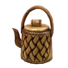 OX BONE CARVED BAMBOO TEA POT